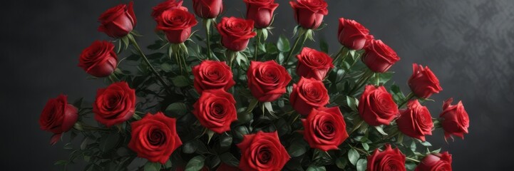 Fototapeta premium Dramatic oversized red rose arrangement, vibrant hues , big, red roses