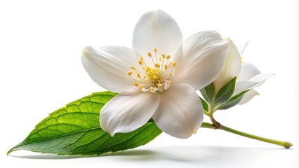 Obraz premium A beautiful, aromatic jasmine flower in full spring bloom, captured in stunning detail; a botanical masterpiece.