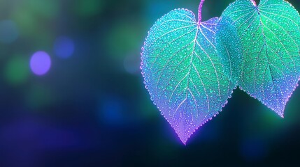 Dew Kissed Leaves  Nature s Serenity  Macro Photography  Vibrant Colors  Artistic  Green L