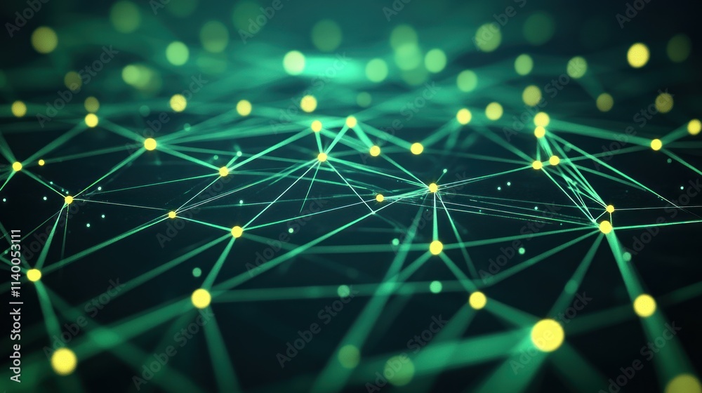 Poster Abstract digital network with glowing nodes and connections.