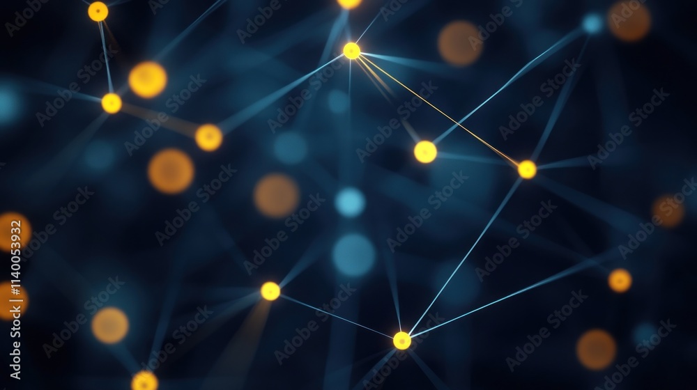 Aufkleber Abstract representation of interconnected nodes and lines, symbolizing data networks and technology.