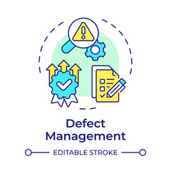 Defect managemnet multi color concept icon. Core feature of FMS system. Field service management. Round shape line illustration. Abstract idea. Graphic design. Easy to use in article