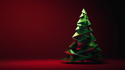 Obraz premium Christmas tree illustration on the red background