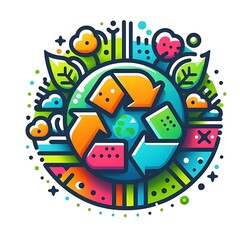 Fototapeta premium Vibrant Eco-Friendly E-commerce Icon: Sustainability in Modern Design 