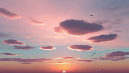 sunset over the clouds