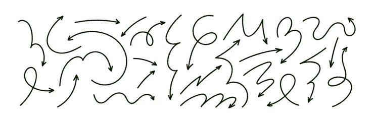 Doodle emphasis arrow icon. Design quirky twist zigzag line, spring coil, curve wave. Vector