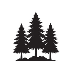 Christmas or Pine tree silhouette set collection vector illustration