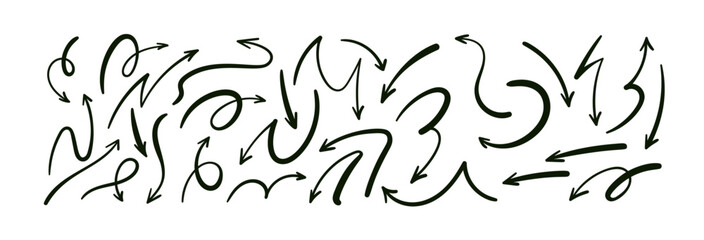 Doodle emphasis arrow icon. Design quirky twist zigzag line, spring coil, curve wave. Vector