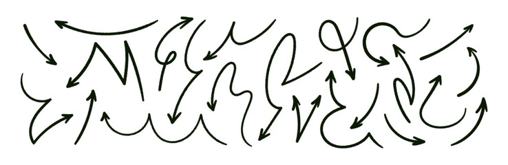 Doodle emphasis arrow icon. Design quirky twist zigzag line, spring coil, curve wave. Vector