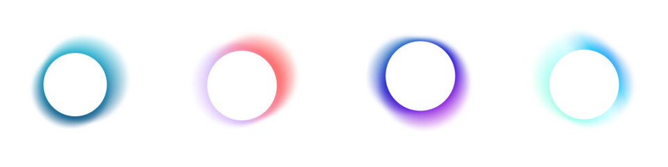 Y2K gradient shapes with blue blur colors. Abstract, fluid color. Flat vector illustration isolated on white.