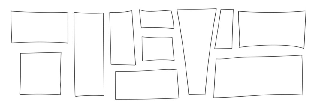 Rectangle frame line. square shape outline on hand draw style. vector illustration isolated