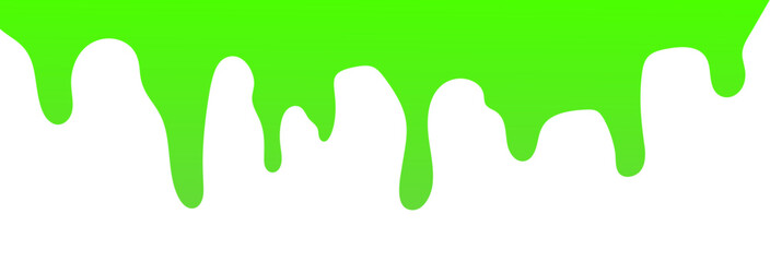 Dripping green goo with splashes and blot effects. Mucus texture blobs. Flat vector illustration isolated on white background.