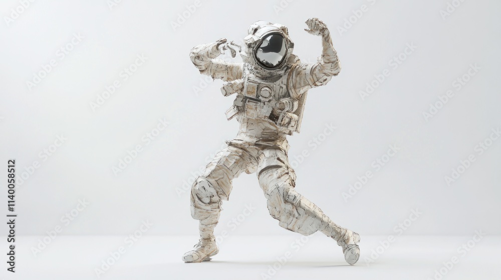 Aufkleber a stylized astronaut figure in a dynamic pose, showcasing creativity and space exploration.