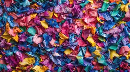 Fototapeta premium Colorful crayon shavings scattered on a vibrant background showcasing artistic creativity and texture for creative projects and backgrounds.
