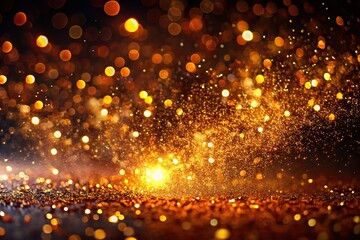 Obraz premium Bronze Radiance Tilt-Shift Particles Dark Screen