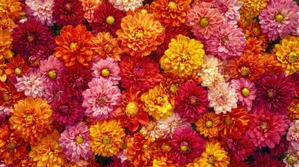 Vibrant chrysanthemums in full bloom showcasing a colorful array of flowers in a lush garden setting close up