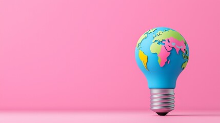 Energy-efficient solutions to climate change are symbolized by light bulbs with earth inside.