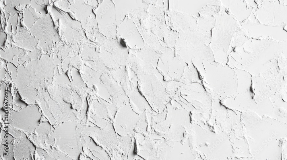 Poster Rough textured concrete wall with peeling white paint creating a weathered and aged appearance for background use
