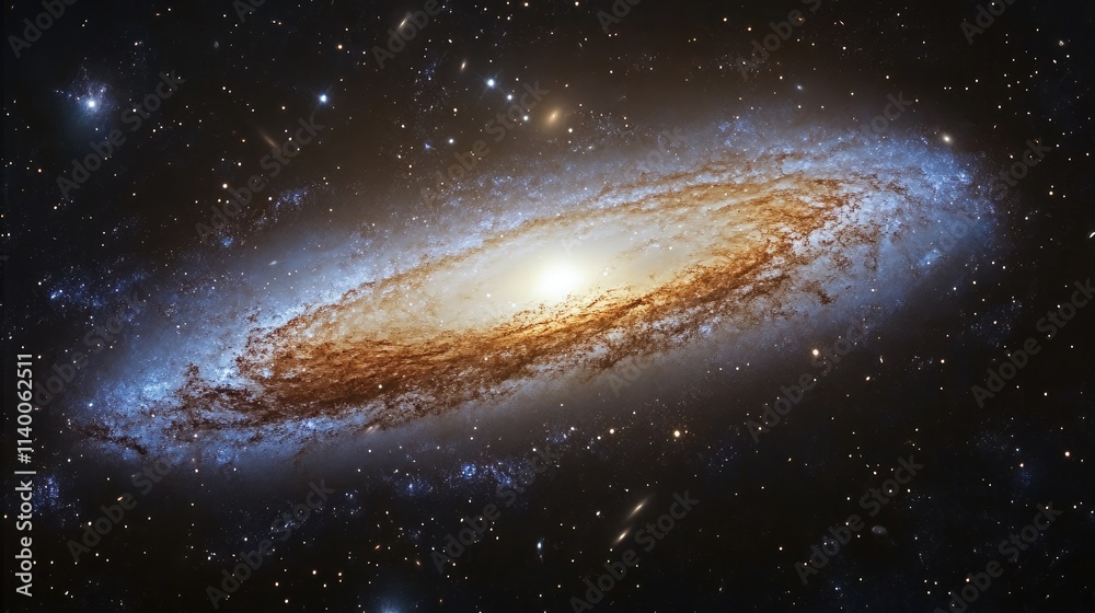 Aufkleber dramatic spiral galaxy in deep space showcasing vibrant colors and star formations against a backdro