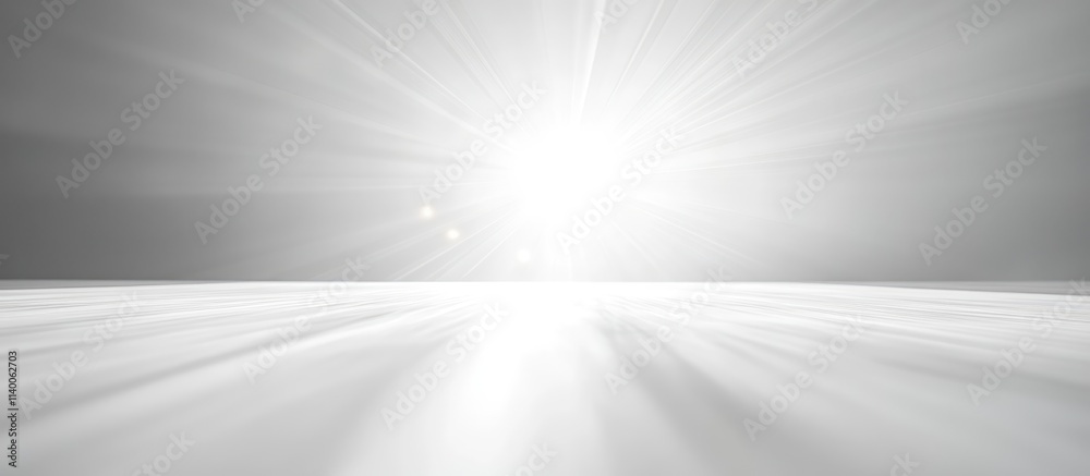 Aufkleber Radiant white light illumination on a smooth surface with soft rays creating an ethereal and tranquil ambiance for creative backgrounds