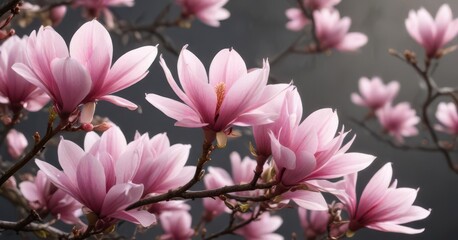 Fototapeta premium Delicate pink magnolia blossoms, vibrant petals , blossom, nature