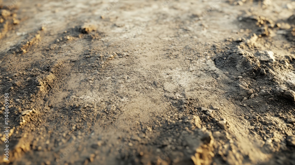 Aufkleber Rugged weathered concrete floor texture with cracks and dirt in a close-up view for background and surface design use.