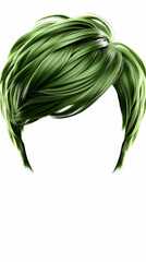 Vibrant Green Short Hairstyle, A Sleek, Modern Cut showcasing healthy, shiny strands with a stylish, edgy appeal.  The perfect bold statement.