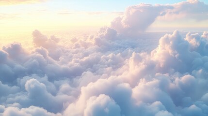 Majestic Clouds Over Mountain Peaks at Sunrise in a Serene Sky Landscape for Nature and Travel Concepts