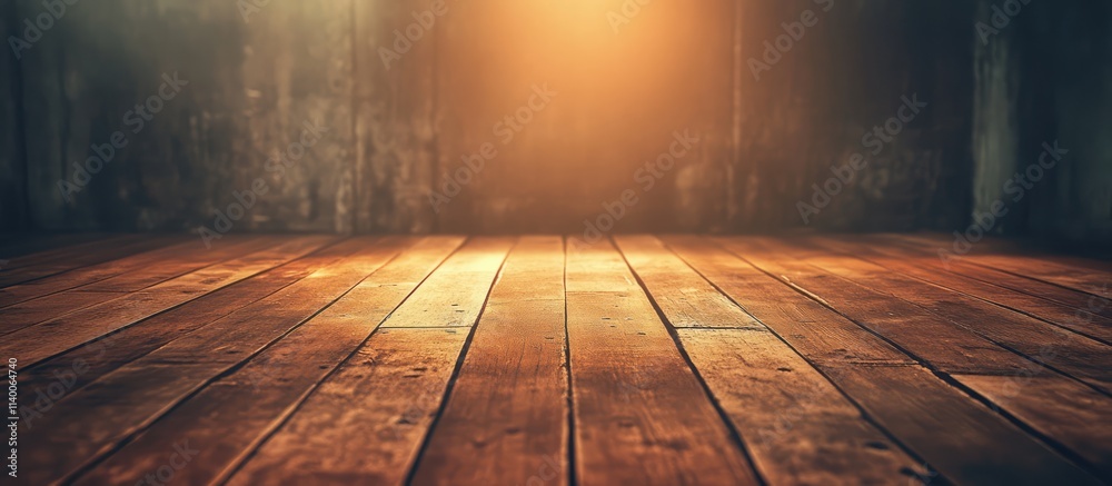 Poster wooden floor with warm lighting and textured background creating a cozy atmosphere for interior desi