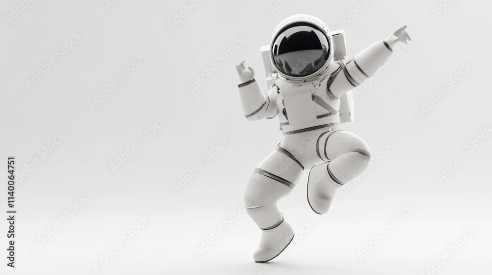 Aufkleber a joyful astronaut dancing in a minimalist setting, showcasing creativity and exploration.