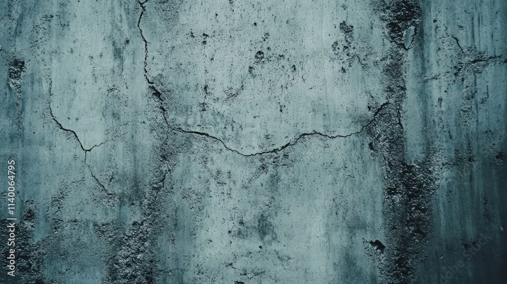 Poster Aged concrete wall texture with visible cracks and weathered surface ideal for background use in design and construction projects