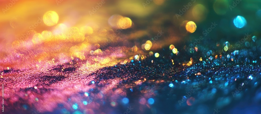 Aufkleber Multicolored bokeh lights background with sparkling glitter creating a dreamy festive atmosphere