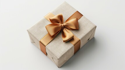 Elegantly Wrapped Gift Box with Gold Ribbon, A Timeless Symbol of Celebration and Giving