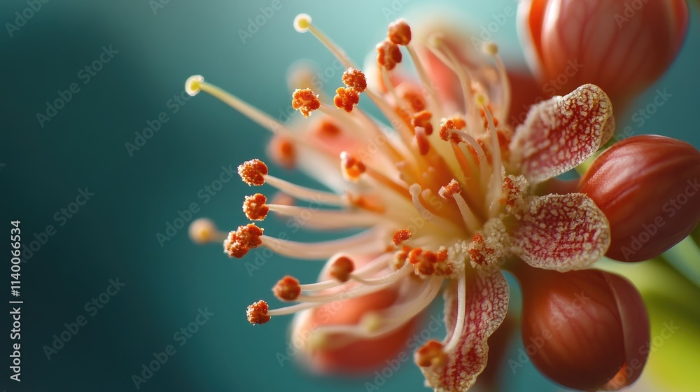 Poster Chestnut flower macro shot showcasing intricate details of spring bloom with vibrant colors and soft background for nature themes