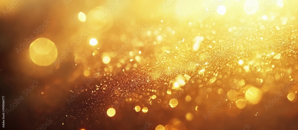 Poster Defocused abstract golden bokeh lights creating a festive atmosphere for celebrations and special occasions capturing warmth and elegance