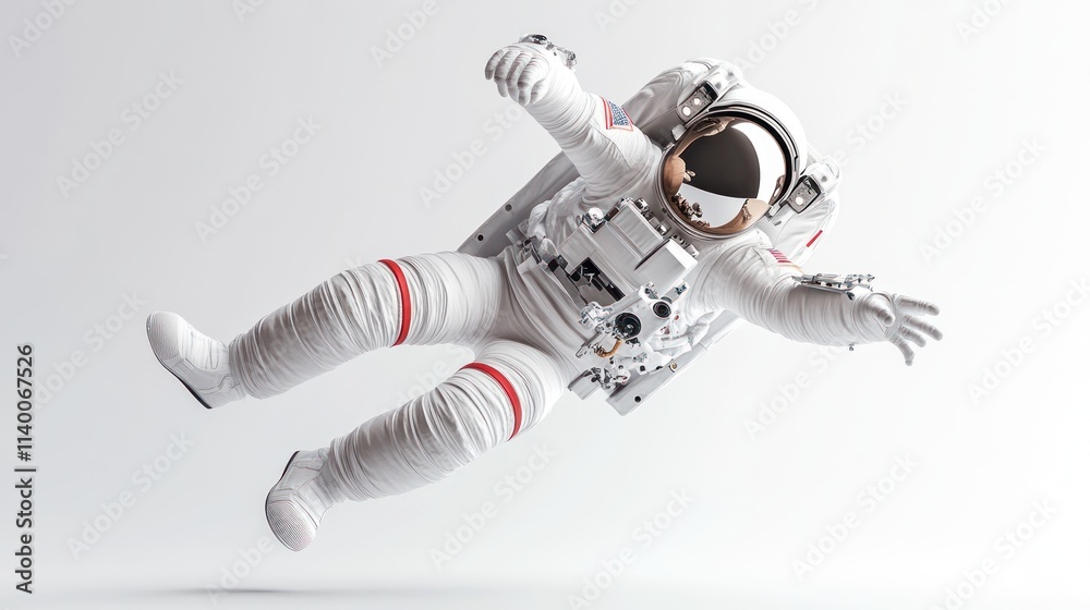 Poster an astronaut in a spacesuit floating in a zero-gravity environment.