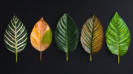 Variety of Leaf Diseases Displayed on Different Plant Leaves Against a Dark Background