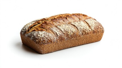 artisan bread loaf on white background showcasing crusty texture and warm color ideal for bakery or cooking concept designs