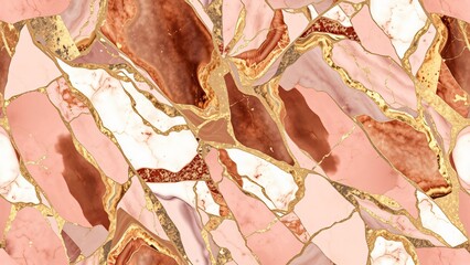 Rose Gold Marble Seamless Texture in Elegant Style: Luxurious and Modern Surface for Design and Decorative Themes