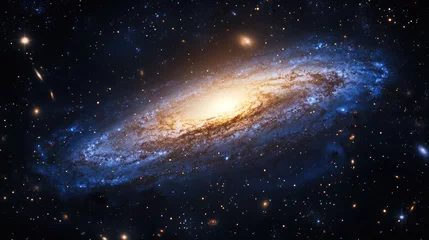 Fototapeten Dazzling spiral galaxy with bright core and cosmic stars in deep space showcasing the beauty of the universe and its celestial wonders. © Kultivad