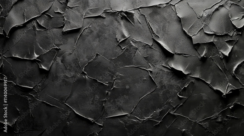 Poster Peeled textured background with distressed paint layers in dark tones for abstract design or artistic projects