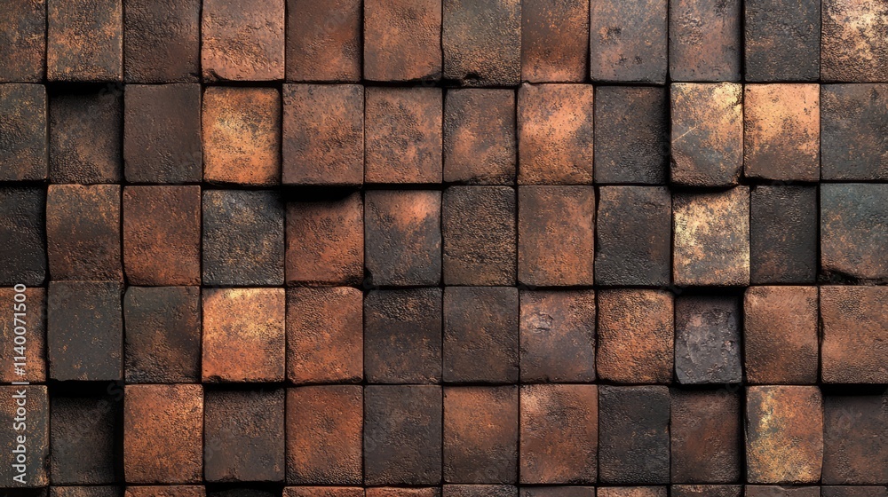 Aufkleber Brown textured block wall pattern with an aged and worn appearance suitable for background use in various design projects.