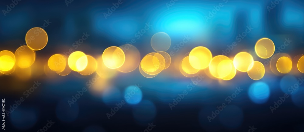 Aufkleber Abstract defocused background featuring shimmering golden and blue bokeh lights creating a dreamy and atmospheric effect.