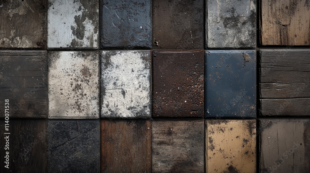 Poster Rustic and weathered wooden texture collection showcasing a variety of earthy tones and surfaces for design and background use