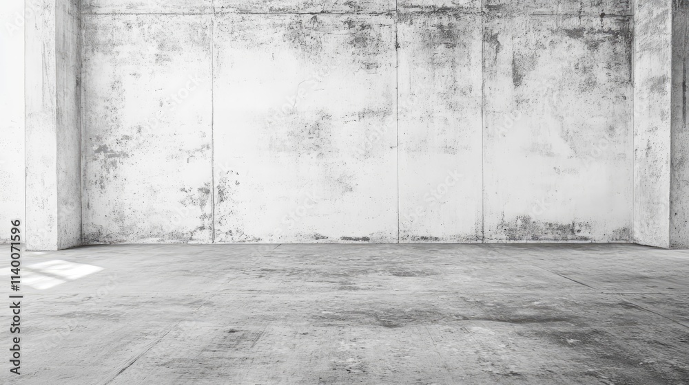Poster Grungy cement floor texture in an empty industrial space showcasing weathered walls and raw concrete surfaces for background use.