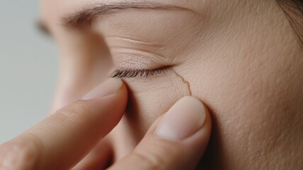Close-up of scar near the eye symbolizing skin damage concerns.