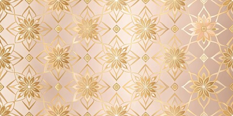 Elegant Gold and Beige Floral Pattern Design for Textile and Wallpaper