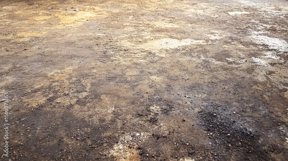 Poster textured dark cement floor with dirt and stains creating an industrial grunge background ideal for d