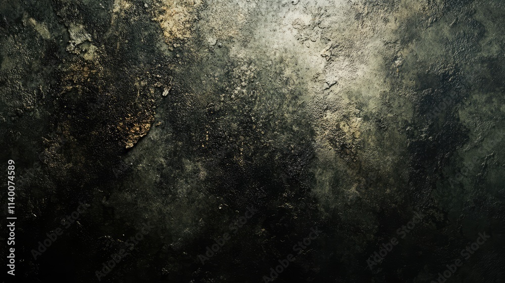 Poster fungus and mold on aged concrete surface revealing distressed textures and organic growth patterns i