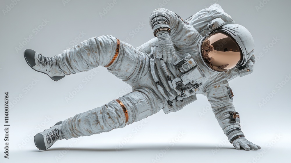 Aufkleber a stylized astronaut in a dynamic pose, showcasing space exploration themes.